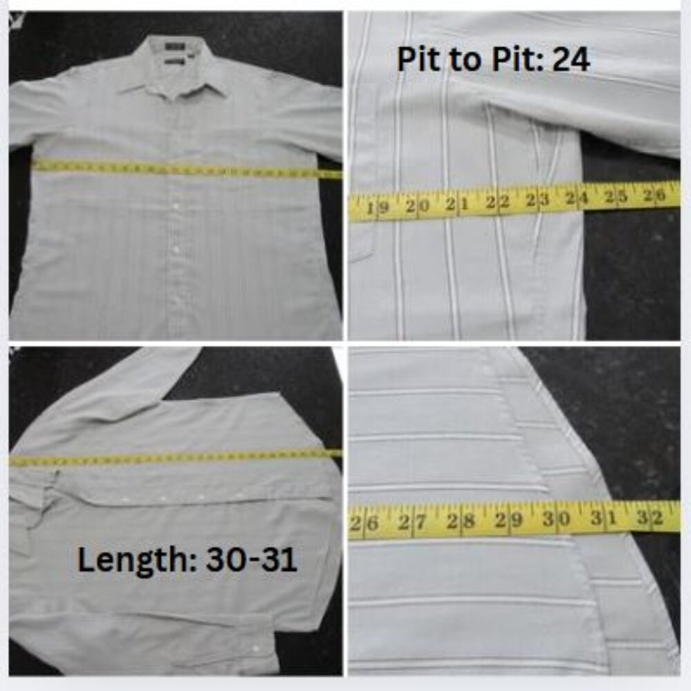 Christian Dior Men Button-up Dress shirt 16/32-33 Bluish Gray w/ White stripes - Picture 13 of 16